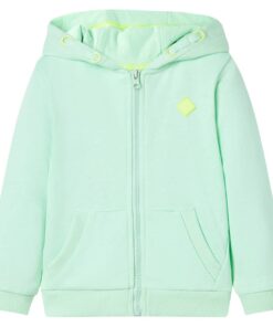 Kindervest met capuchon en rits 92 felgroen