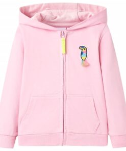 Kindervest met capuchon en rits 92 felroze