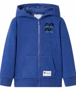 Kindervest met capuchon en rits 92 gemêleerd donkerblauw