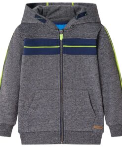 Kindervest met capuchon en rits 92 gemêleerd grijs