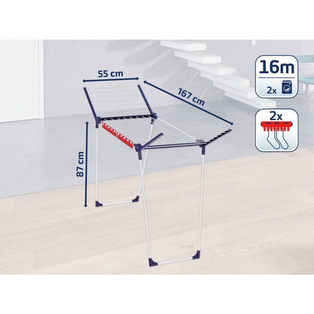 Leifheit 81620 Droogrek Pegasus 160 Solid Slim 16 m Drooglengte Blauw/Wit - Image 3
