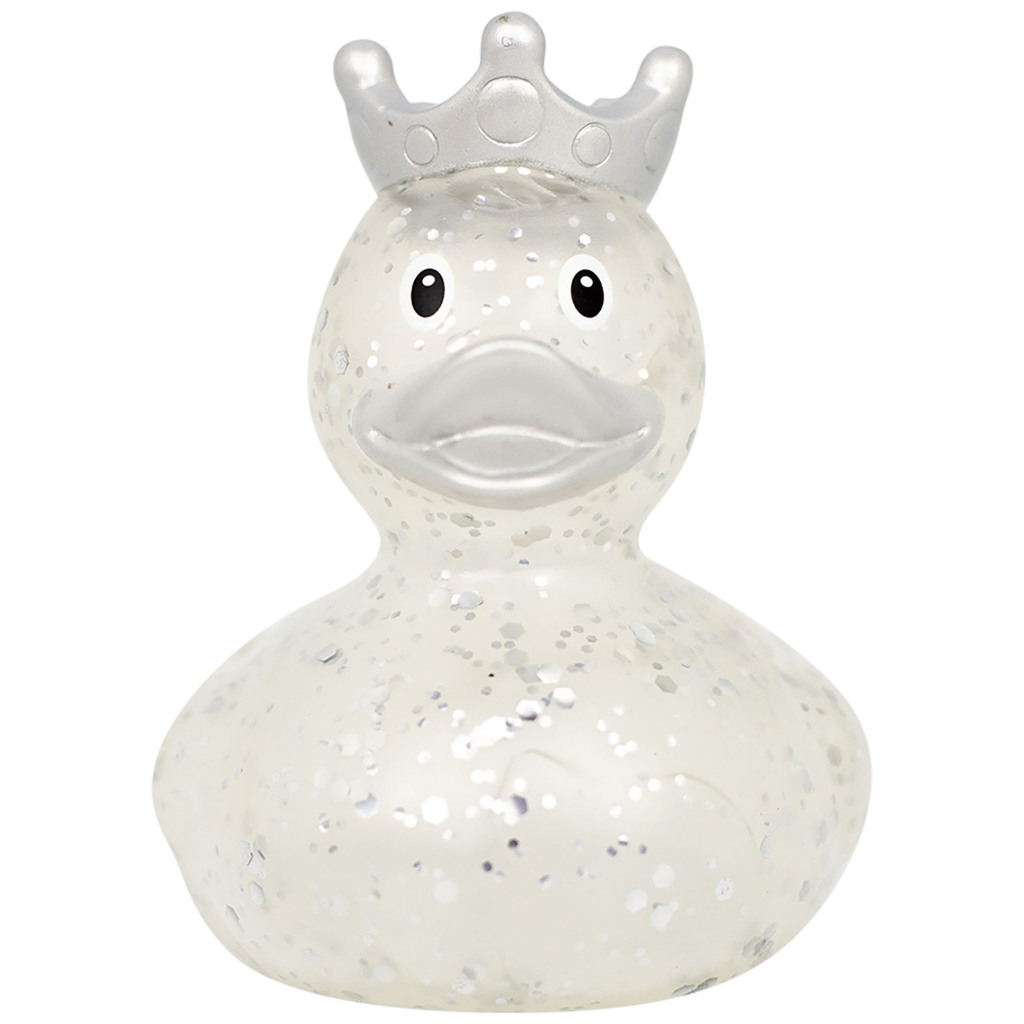 Lilalu Zilveren Glitter Badeend met Kroon - Image 2