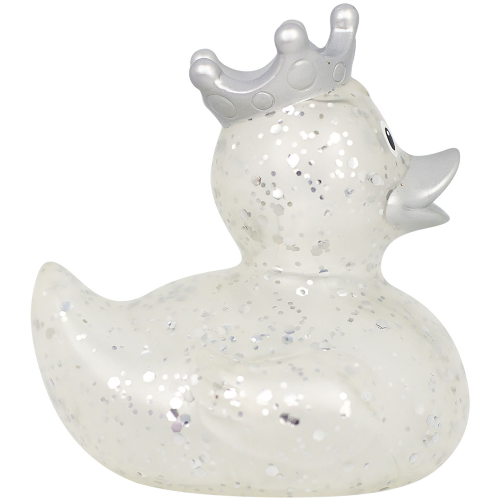 Lilalu Zilveren Glitter Badeend met Kroon - Image 3