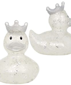 Lilalu Zilveren Glitter Badeend met Kroon