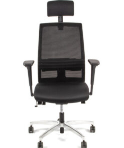 Alternative view of Linea Fabbrica Omnia 01/PT Zwart/Zwart Bureaustoel met 3D Armleuning + Hoofdsteun + Aluminium Voet