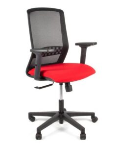 Linea Fabbrica Tekna 01 Zwart/Rood Bureaustoel met 2D Armleuning