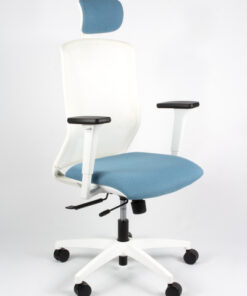 Alternative view of Linea Fabbrica Tekna White 01/PT Lichtblauw/Wit Bureaustoel met 3D Armleuning + Hoofdsteun