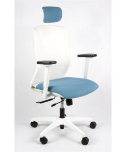 Linea Fabbrica Tekna White 01/PT Lichtblauw/Wit Bureaustoel met 3D Armleuning + Hoofdsteun