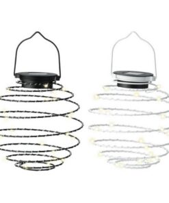 Lumineo Solar LEd Hanglamp 16 cm IJzerdraad/Zwart/Wit