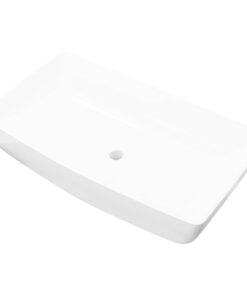 Luxe keramische rechthoekige wasbak 71 x 39 cm (wit)