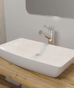 Luxe keramische rechthoekige wasbak 71 x 39 cm (wit)