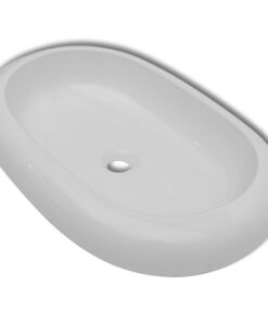 Luxe keramische wasbak ovaal 63 x 42 cm (wit)
