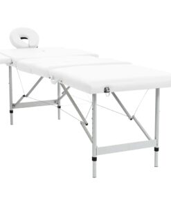 Massagetafel inklapbaar met aluminium frame (vier delen / crèmewit)
