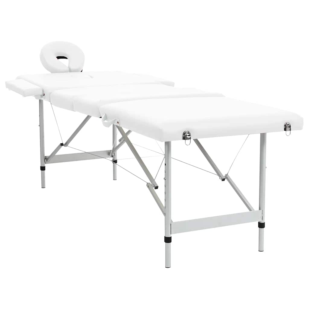 Massagetafel inklapbaar met aluminium frame (vier delen / crèmewit)
