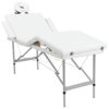 Massagetafel inklapbaar met aluminium frame (vier delen / crèmewit)