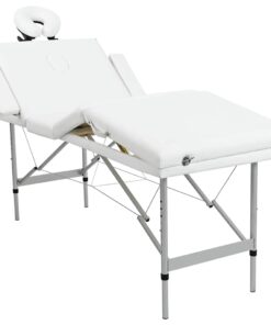 Massagetafel inklapbaar met aluminium frame (vier delen / crèmewit)