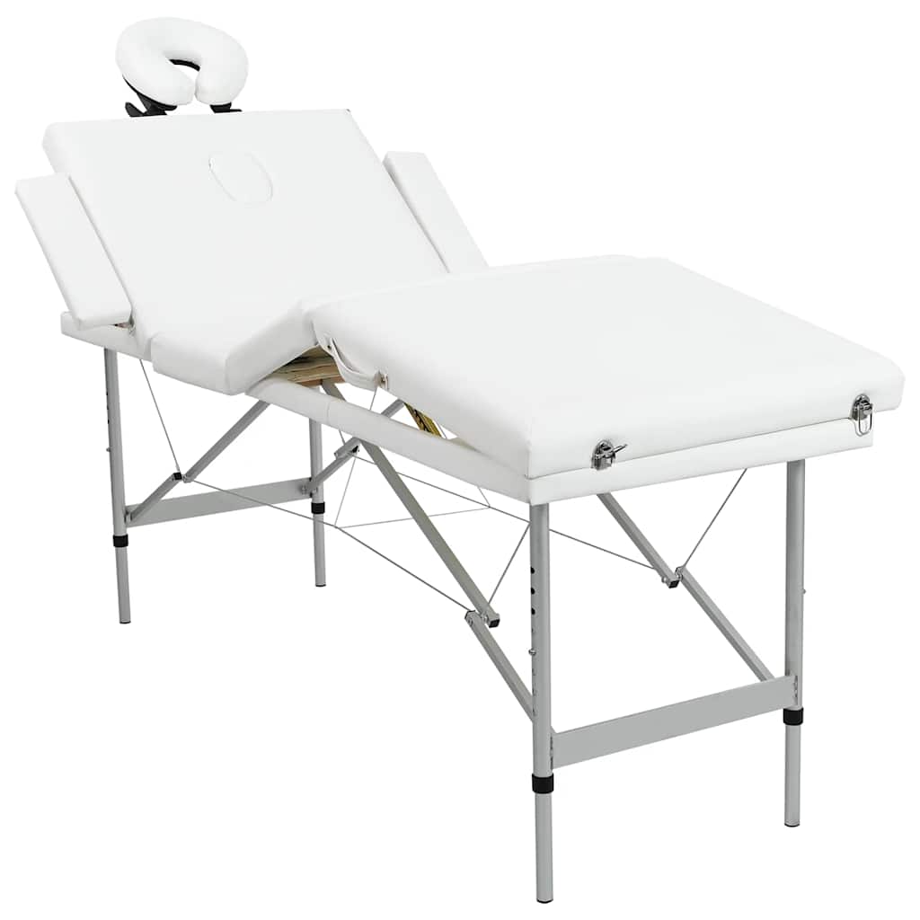 Massagetafel inklapbaar met aluminium frame (vier delen / crèmewit)