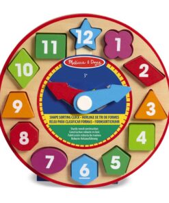 Melissa & Doug Houten Leerklok met 12 Houten Vormen