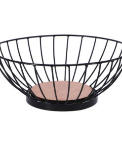 Metalen Fruitschaal 28 cm Zwart/Hout