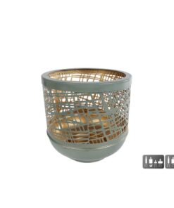 Metalen Windlicht Heidi 14x14x14 cm Salie Groen/Goud