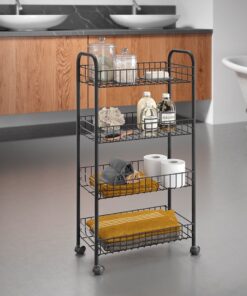 Alternative view of Metaltex Ascona Trolly met Wielen + 4 Manden 41x23x84 cm Mat Zwart/Metaal