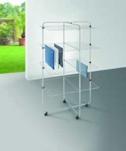 Alternative view of Metaltex Asymmetric Droogtoren 53 m Drooglijn 4 Etages 64x82x169 cm Zilver