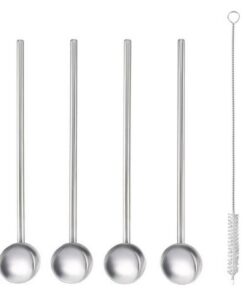 Metaltex Cocktaillelepel Rietjes + Borstel RVS 5-delig