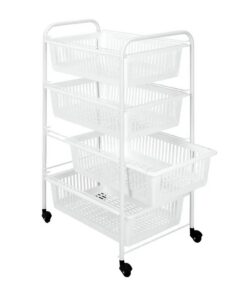 Metaltex Jumbotex Opbergkar met Wielen + 4 Lades 76x46x35 cm Wit/Metaal