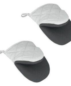 Metaltex Katoenen Ovenhandschoenen 14x14 cm Grijs/Wit 2 Stuks