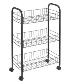 Metaltex Lugano Trolly met Wielen + 3 Manden 41x23x63 cm Zwart/Metaal