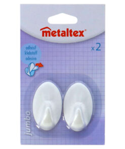 Metaltex Ovalen Plakhaken 2 Stuks Wit
