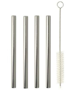 Metaltex RVS Rietjes 12.5x0.8 cm + Borstel 4 Stuks