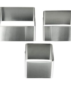 Metaltex Vierkante Kookringen 3 Stuks 6/8/10 cm RVS