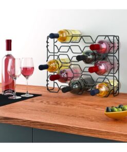 Alternative view of Metaltex Wijnrek Hexagon voor 15 Flessen 43x12x34 Zwart