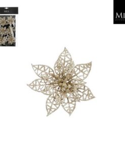 Mica Decorations Clip Poinsettia 1x8 cm 6 Stuks Champagne