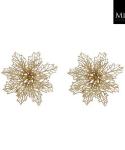 Mica Decorations Clip Poinsettia 3x13.5 cm 2 Stuks Goud