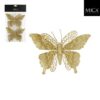 Mica Decorations Clip Vlinder 16x11 cm 2 Stuks Goud