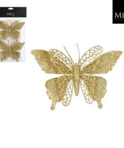 Mica Decorations Clip Vlinder 16x11 cm 2 Stuks Goud
