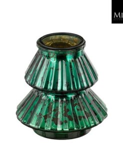 Mica Decorations Glazen Theelichthouder Boom 13x12 cm Groen