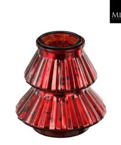Mica Decorations Glazen Theelichthouder Boom 13x12 cm Rood