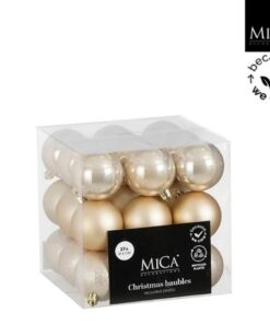 Mica Decorations Kerstballen Onbreekbaar 6 cm 27 Stuks Cr&egrave;me