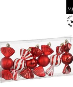 Mica Decorations Snoep Hanger 5x3.5x10 cm 6 Stuks Rood/Wit