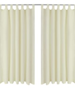 Micro-Satijnen Gordijnen met Ringen 140 x 175 cm 2 stuks (Creme)