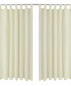 Micro-Satijnen Gordijnen met Ringen 140 x 245 cm 2 stuks (Creme)