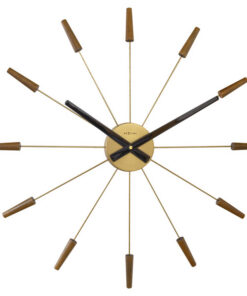 NeXtime NE-2610BR Grote Wandklok - 58cm - Stille Klok -Walnoot Hout - "Plug-Inn"
