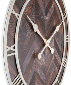 Alternative view of NeXtime NE-3245BR - Wandklok - Ø 58 Cm - Hout/Metaal - Donkerbruin - 'Roman Vintage'