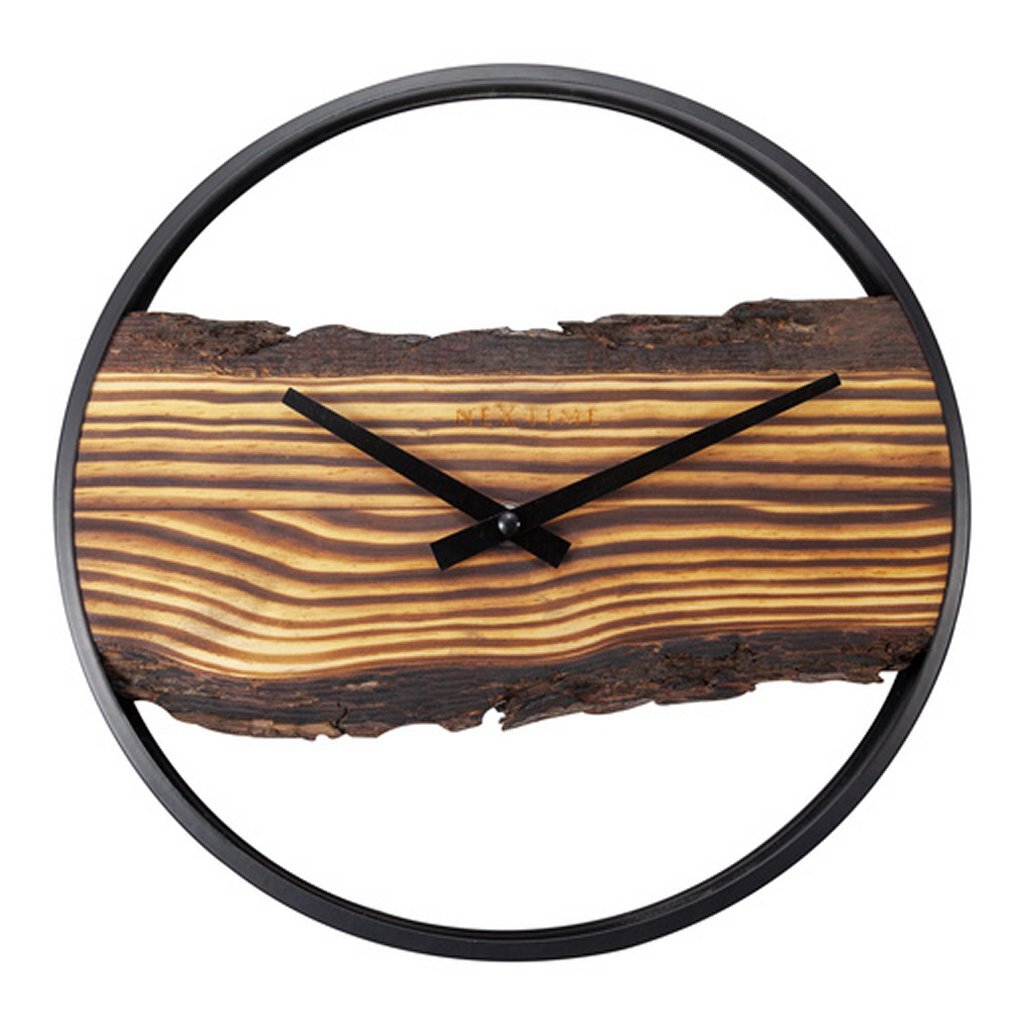 NeXtime NE-3264BR Wandklok Forest 30 cm Hout/Zwart Metaal