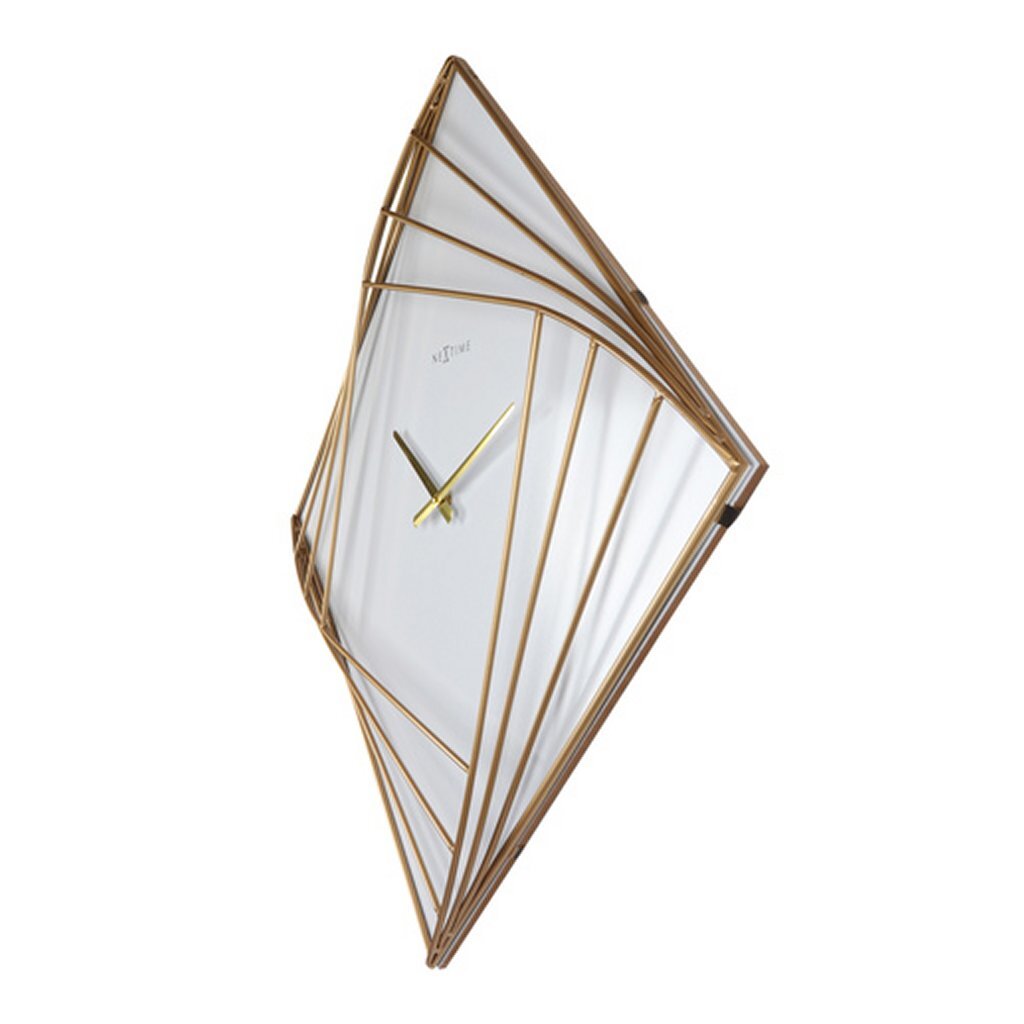 NeXtime NE-3268 Turning Square Wandklok Groot 85 cm Goud/Wit/Metaal - Image 2