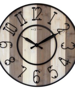 NeXtime NE-3279BR Grote Wandklok Oxford 50 cm Hout/Zwart Metaal