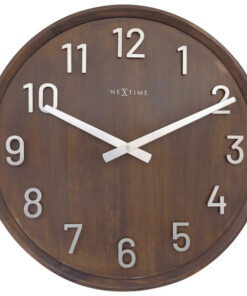 NeXtime NE-3284BR Grote Wandklok - 50cm- Stille Klok - Walnoot Hout - "Precious"